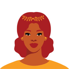 Young black woman in elegant vector portrait