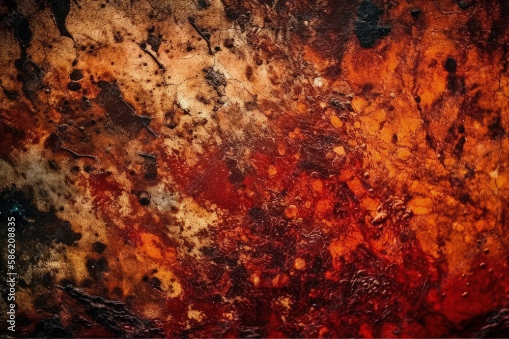 Aufkleber close up of an abstract painting in red and black created with generative ai technology