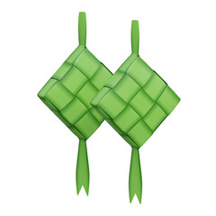 ketupat 3d render icon illustration with transparent background