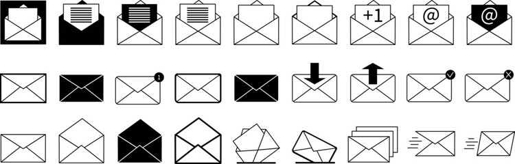 Mail message line icons. E-mail.