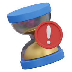 expired time warning 3d render icon illustration with transparent background