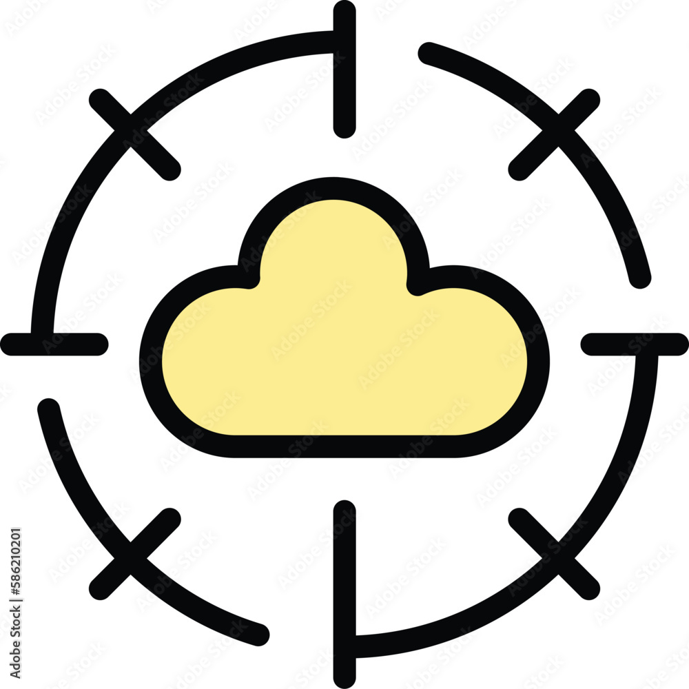 Poster target data cloud icon. outline target data cloud vector icon for web design isolated on white backg