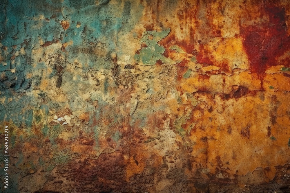 Poster weathered wall with a vibrant heart painted on it created with generative ai technology