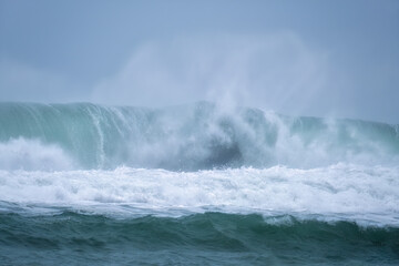 crashing waves of the coast of cornwall england uk 