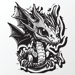 Hand drawn dragon character sketch