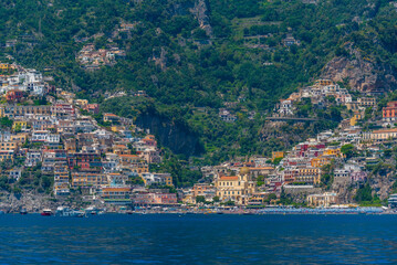 Panorama view of Positano town in Italy