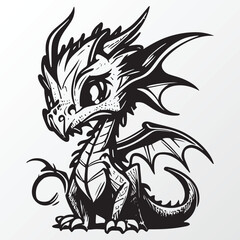 Hand drawn dragon character sketch