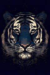 Obraz premium Blue colored illustration of tiger, painting design. Generative ai