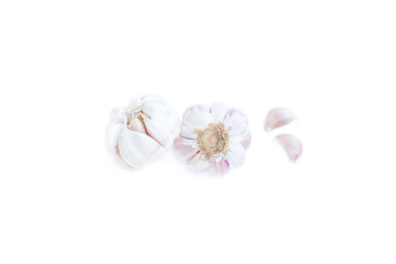 Fresh garlic isolated on white background, Food Ingredient, Organic vegetables, Herbal plant