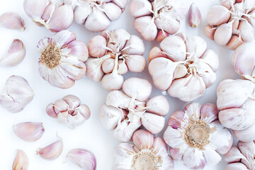 Fresh garlic isolated on white background, Food Ingredient, Organic vegetables, Herbal plant