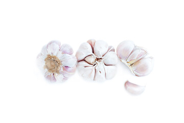 Fototapeta na wymiar Fresh garlic isolated on white background, Food Ingredient, Organic vegetables, Herbal plant