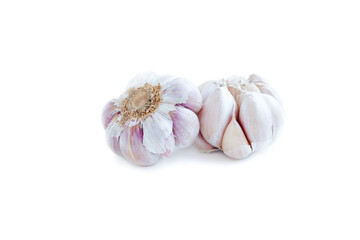 Fresh garlic isolated on white background, Food Ingredient, Organic vegetables, Herbal plant