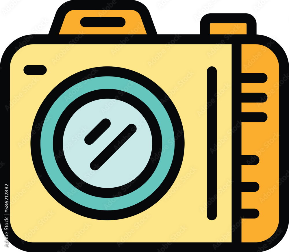 Poster video camera icon. outline video camera vector icon for web design isolated on white background colo