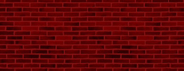 Fototapeta na wymiar Red brick wall wide background. Empty brick wall panoramic texture