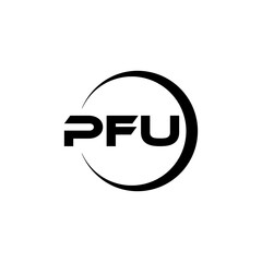 PFU letter logo design with white background in illustrator, cube logo, vector logo, modern alphabet font overlap style. calligraphy designs for logo, Poster, Invitation, etc.