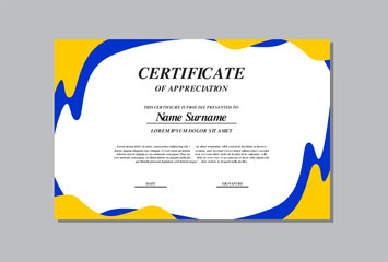 certificate template design in orange and yellow colors