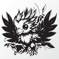 Hand drawn phoenix character sketch