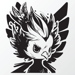 Hand drawn phoenix character sketch