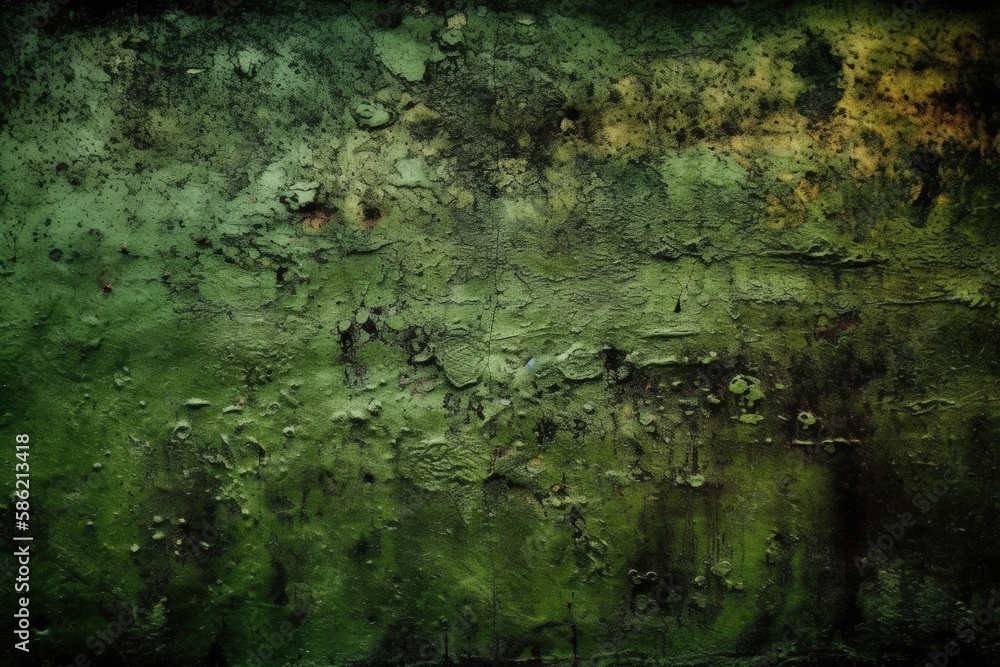 Poster weathered and textured green wall background created with generative ai technology