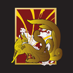 fox illustration with japanese style for kaijune event
