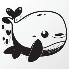Hand drawn whale character sketch