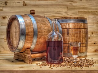 barrel and wine
