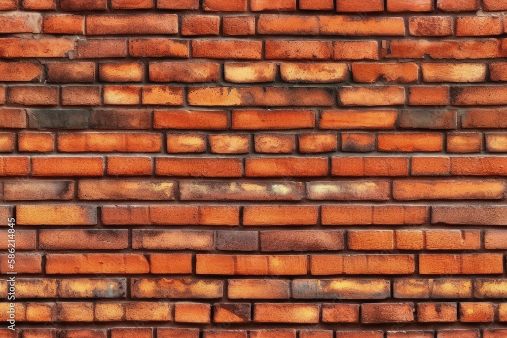 Poster close-up view of a brick wall texture created with generative ai technology