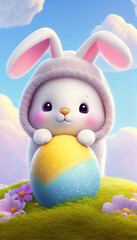 easter bunny with easter eggs generative ai art