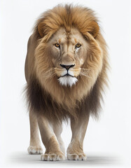 Lion isolated in white background, Generative Ai