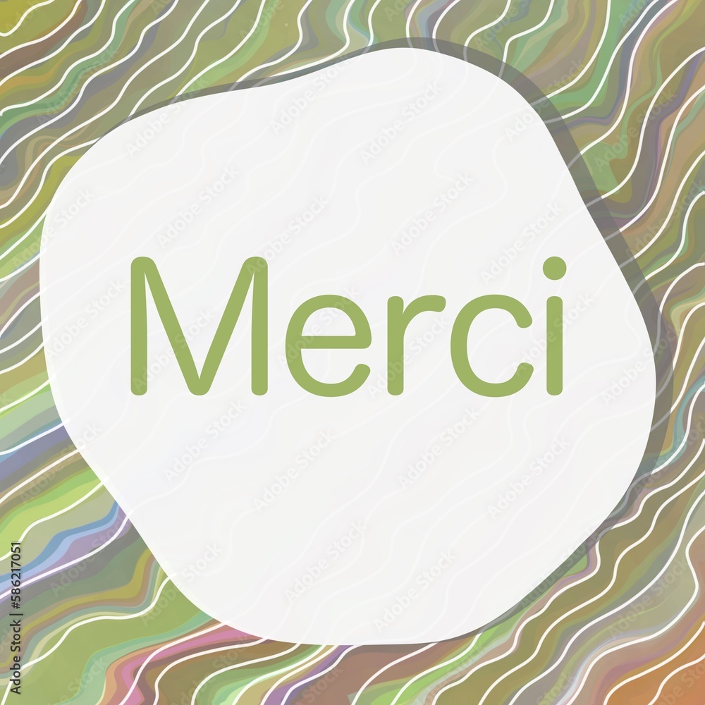 Wall mural Merci Colorful Waves Lines Blob Text - Wall murals
