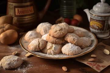 Italian almond cookie amaretti, classic italian almond cookies generated by Ai