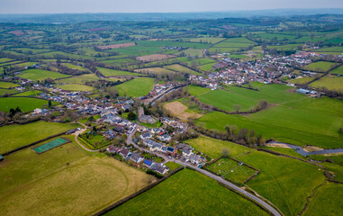 Culmstock, Devon from above on a bright Winter day