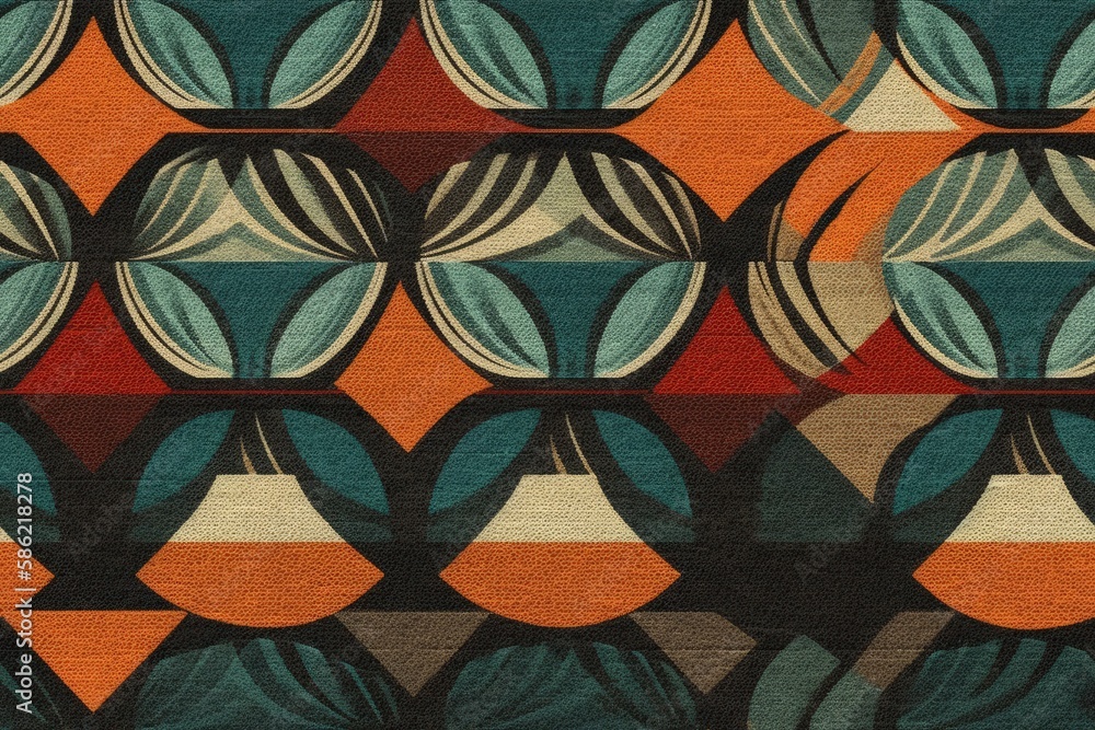 Poster detailed pattern on colorful fabric, with intricate designs and textures created with generative ai 
