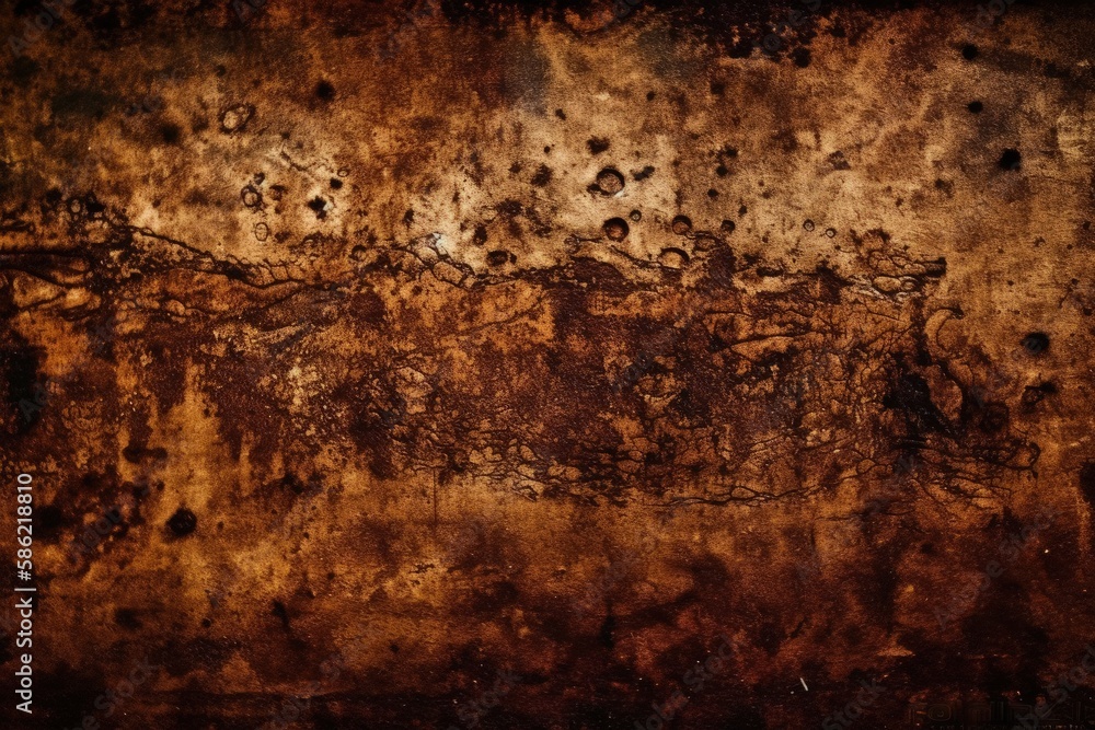 Poster old rusty wall with multiple holes and cracks created with generative ai technology