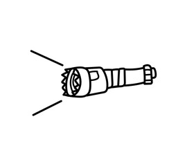 Tactical flashlight doodle, isolated on white background.