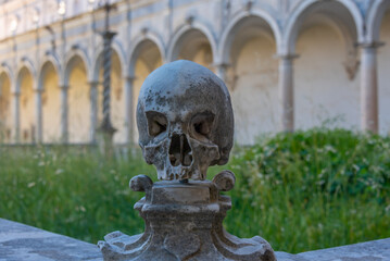 Artificial skulls at the Certosa and Museum of San Martino in Naples, Italy