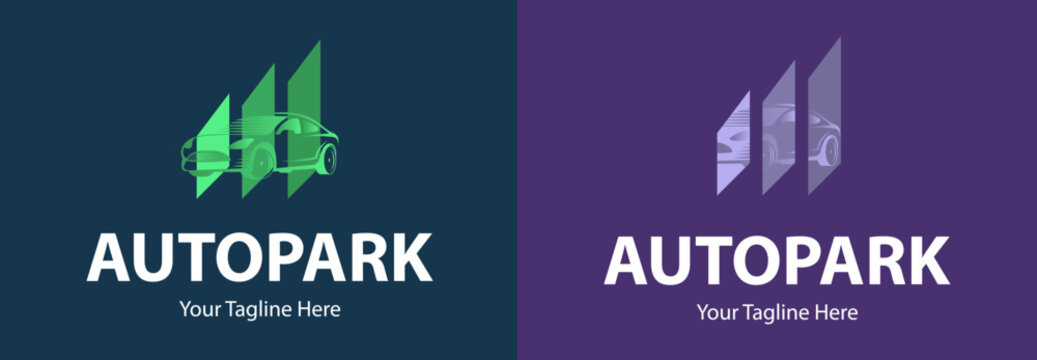 Creative modern autopark logo. Parking sign. Car sale company icon. Can use like emblem in auto logistic.