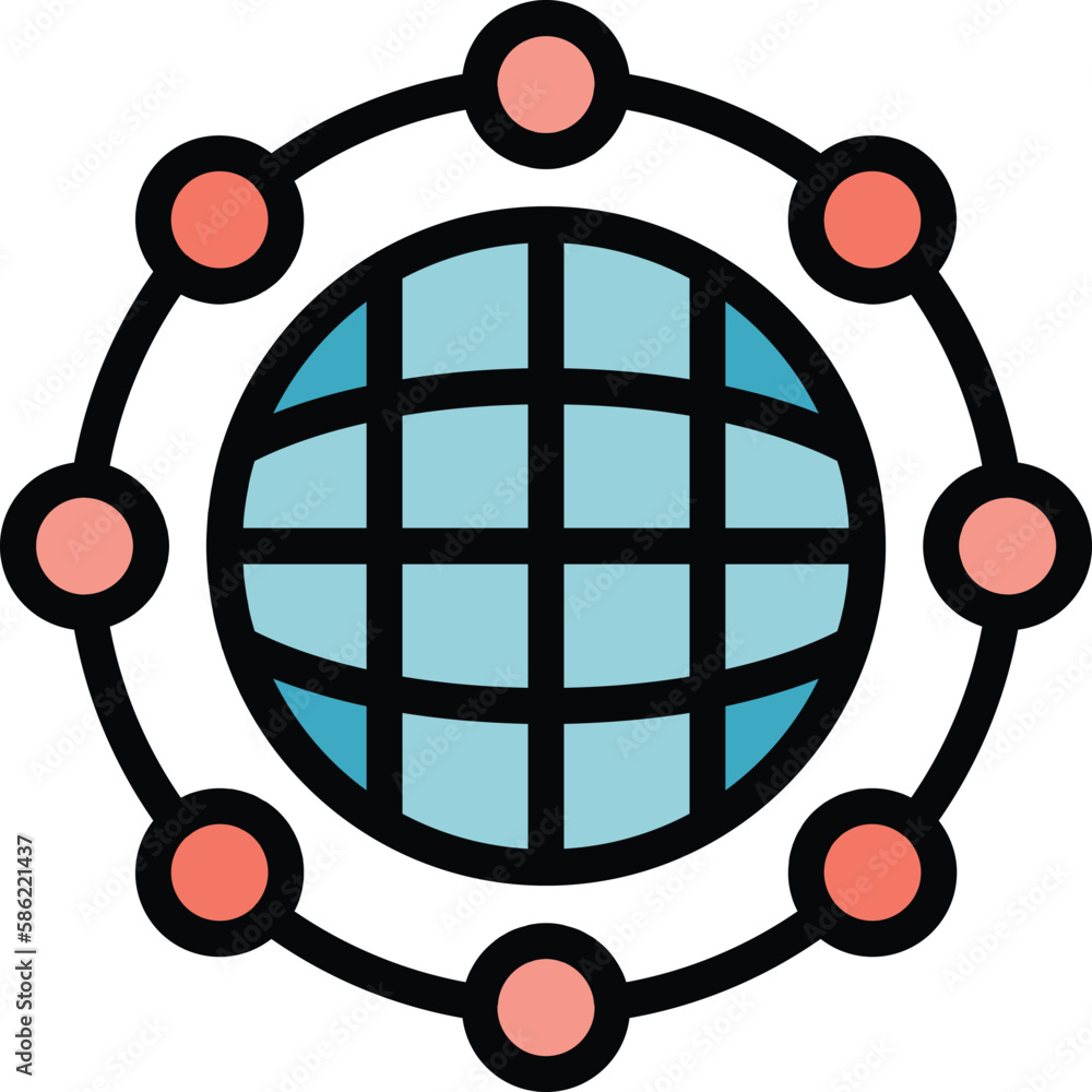 Poster global network icon. outline global network vector icon for web design isolated on white background 