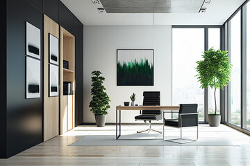 Cozy home interior with wooden furniture , living room decoration,  sofa, 3d render