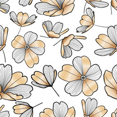 Artistic creative floral seamless pattern. Modern design. Vector illustration