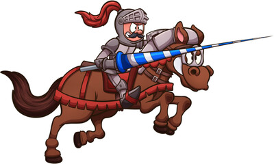 Jousting Knight. Vector clip art illustration with simple gradients. All in one single layer.