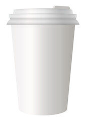 Coffee cup with place for lettering. Coffee to go. Hot street drinks, cardboard packaging plastic cap