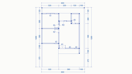 Simple dream house blueprint illustration, simple minimalist home layout blueprint vector