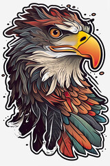 Fototapeta premium Gorgeous birds sticker design, owl, eagle, flying apex predators. Generative ai