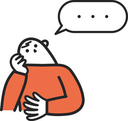 肘をついて不安げに空を見上げる男性　イラスト素材
