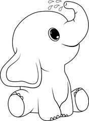 elephant line art for coloring