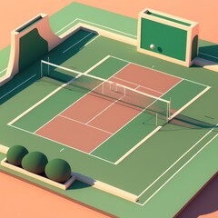 Tennis court. AI generated