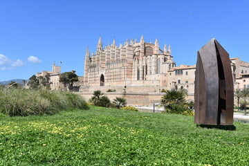 Fototapeta premium Gothic Cathedral of Palma de Mallorca, Roman Catholic Diocese, island Baleares, Spain, Historical building,