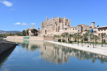 Fototapeta premium Gothic Cathedral of Palma de Mallorca, Roman Catholic Diocese, island Baleares, Spain, Historical building,