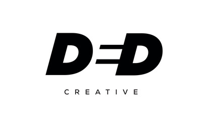 DED letters negative space logo design. creative typography monogram vector